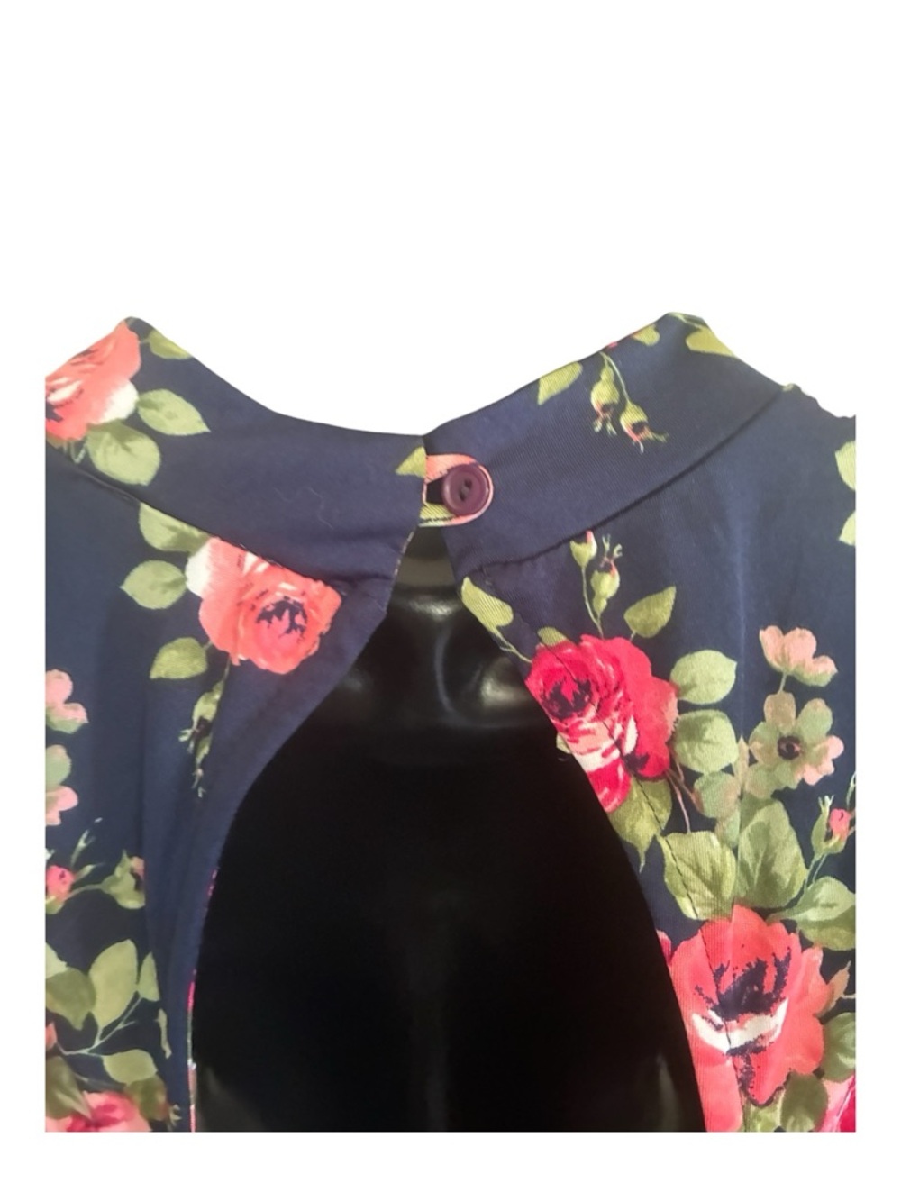 Floral Sleeveless Navy Fit & Flare Dress Size M - Picture 2 of 8
